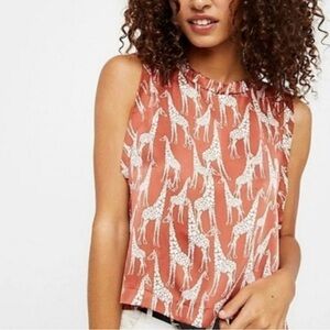 Free People Hi-Lo Giraffe Blouse